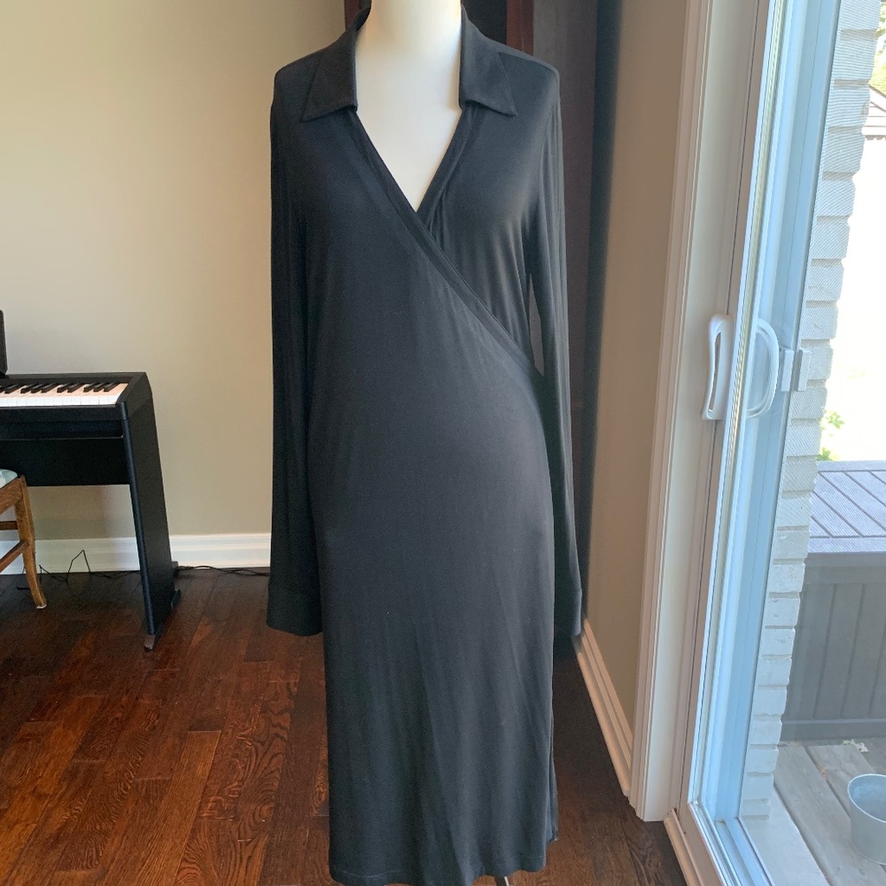 🌸Host Pick!!🌸 Franco Mirabelli Black Jersey Wrap Dress Vintage